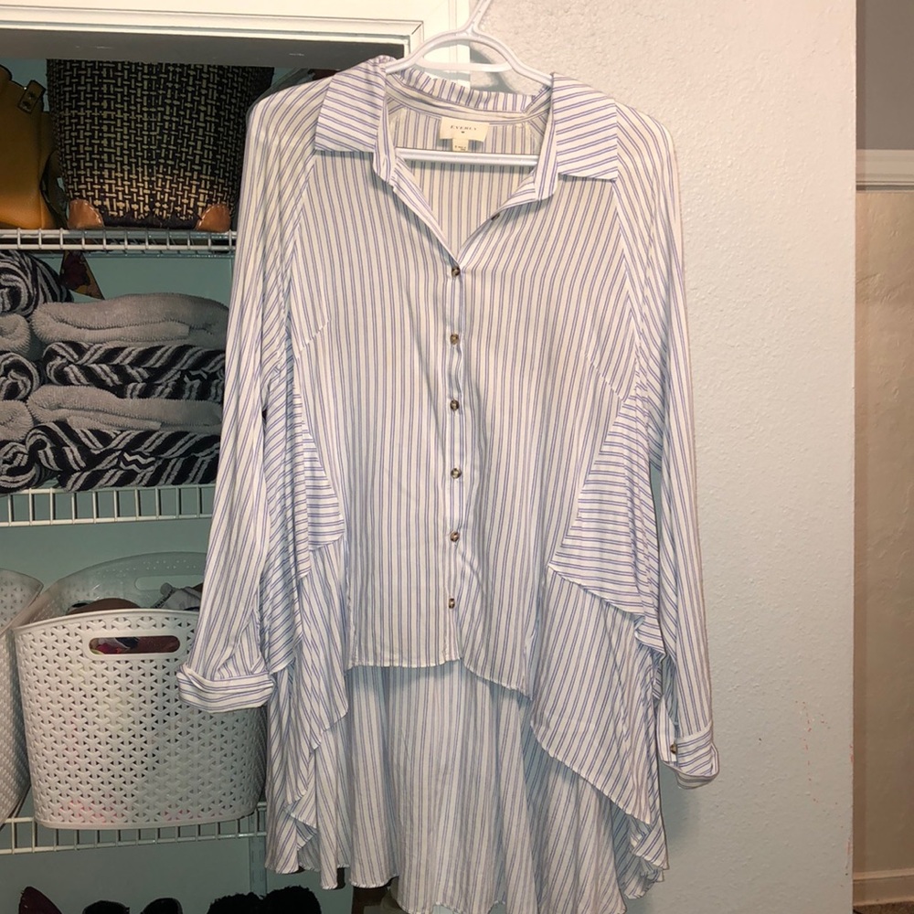 High low button up blouse